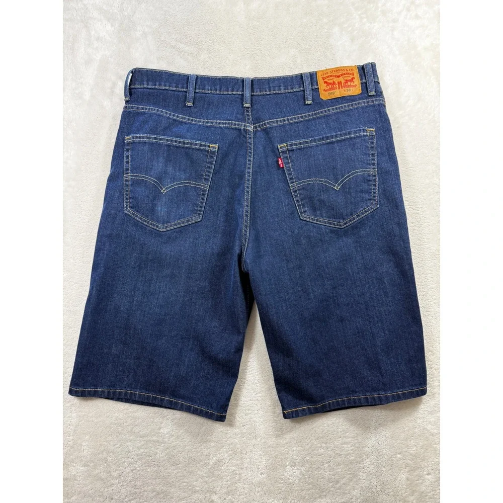 Levi's Mens 569 Loose Straight Dark Wash Blue Denim Shorts W38 Meas: 38x11.5